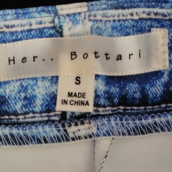 Casual Denim Effect Chiffon Blouse & Short Set Blue - Picture 15 of 16